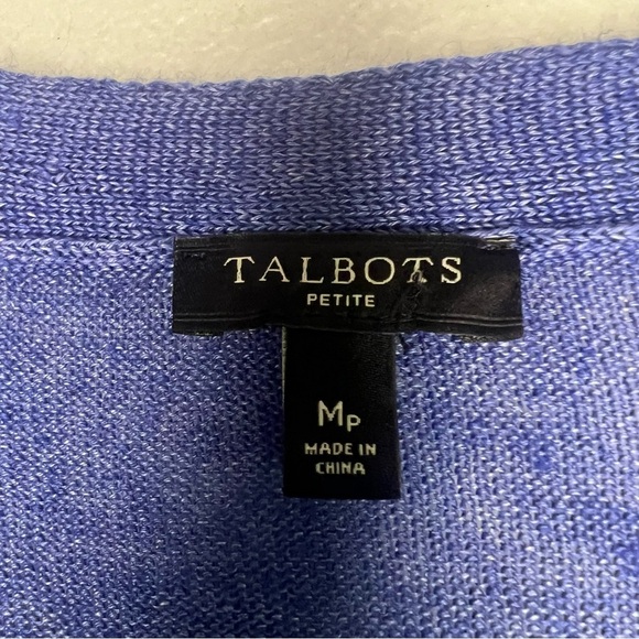 Talbots Womens Linen Knit Open Front Cardigan Blue Petite Sz M Lightweight - Picture 3 of 12